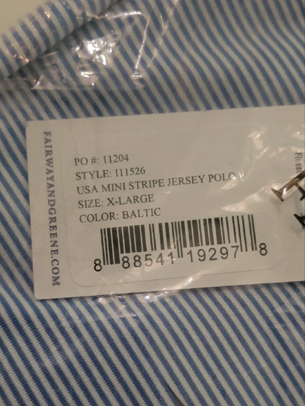 Fairway & Greene Light Blue and White Striped Polo